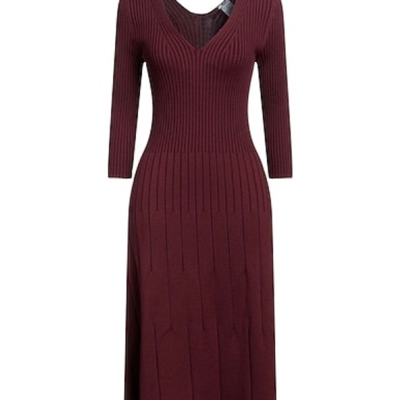 Wolford Elegant Burgundy Knit Midi Dress SZ XS NWT - Picture 3 of 12